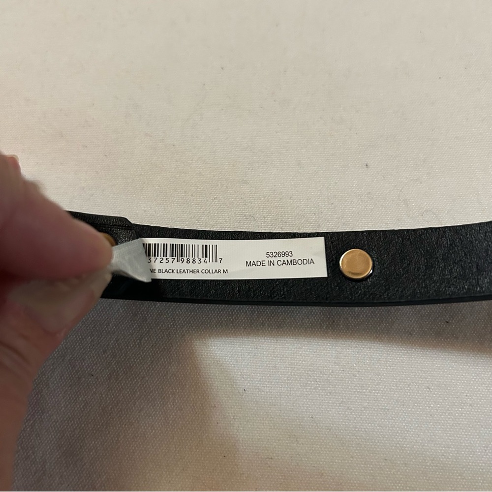 Medium Bone Black Leather Collar - Picture 6 of 6